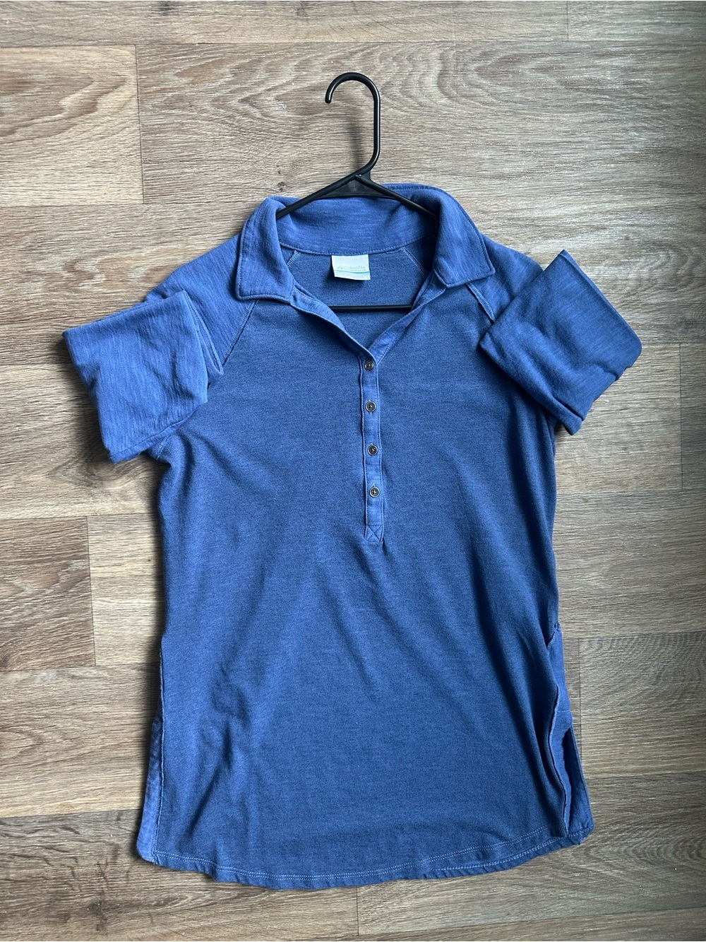 Columbia Women’s Omni-Wick Knit Long Sleeve Polo Henley Shirt Blue Size M